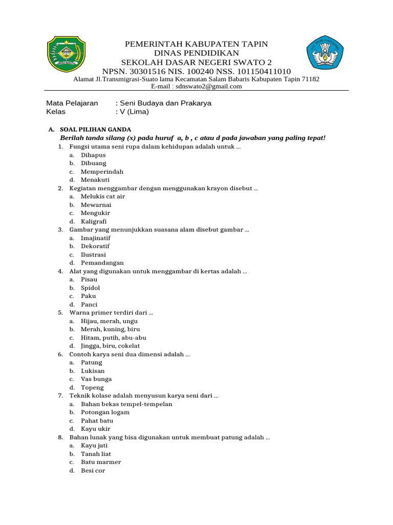 5 Soal SBDP Kelas 5 Semester 2 Kurikulum 2013 yang Wajib Tahu Sekarang