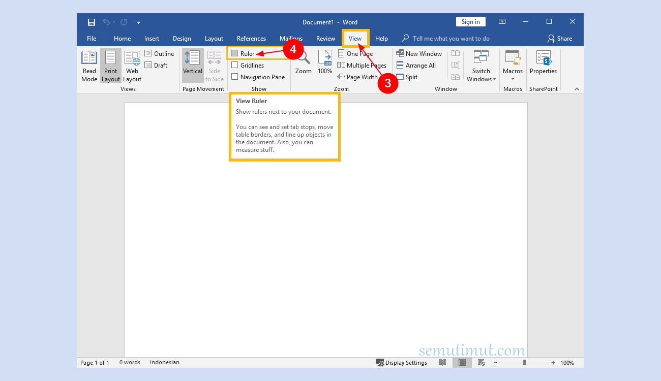 Mudah Cara Memunculkan Ruler di Word - LKomBis