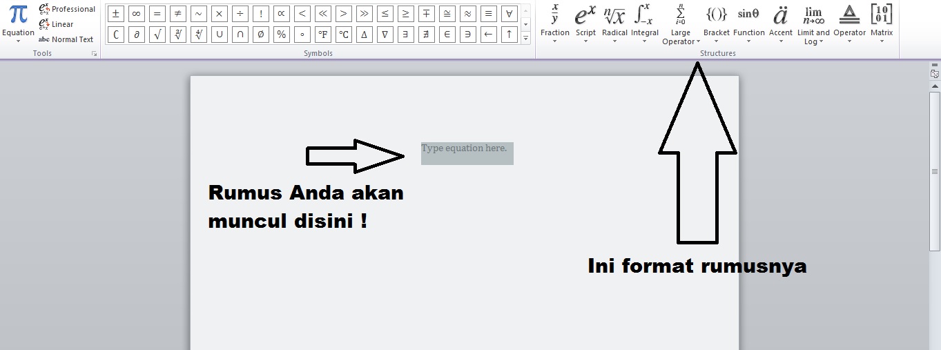 Cara Menulis Rumus Di Microsoft Word Gambar