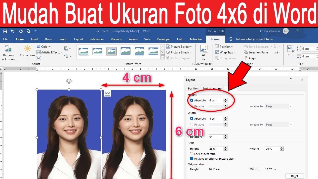 Ukuran Pas Foto 2x3 3x4 4x6 Sesuai Standar Cara Mengaturnya - Free Word
