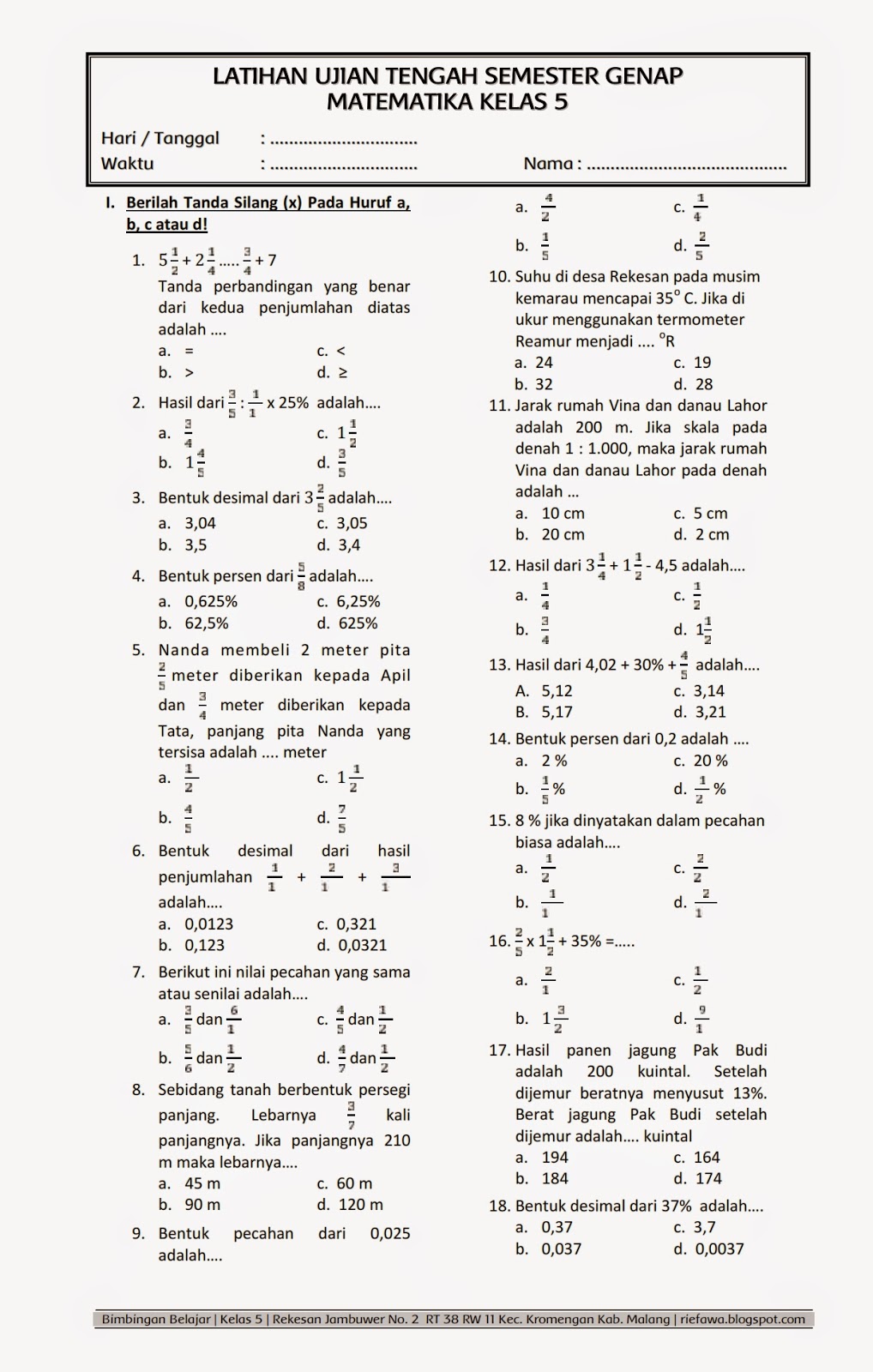 Kunci Jawaban Soal Matematika Kelas 4 Dalchaebi